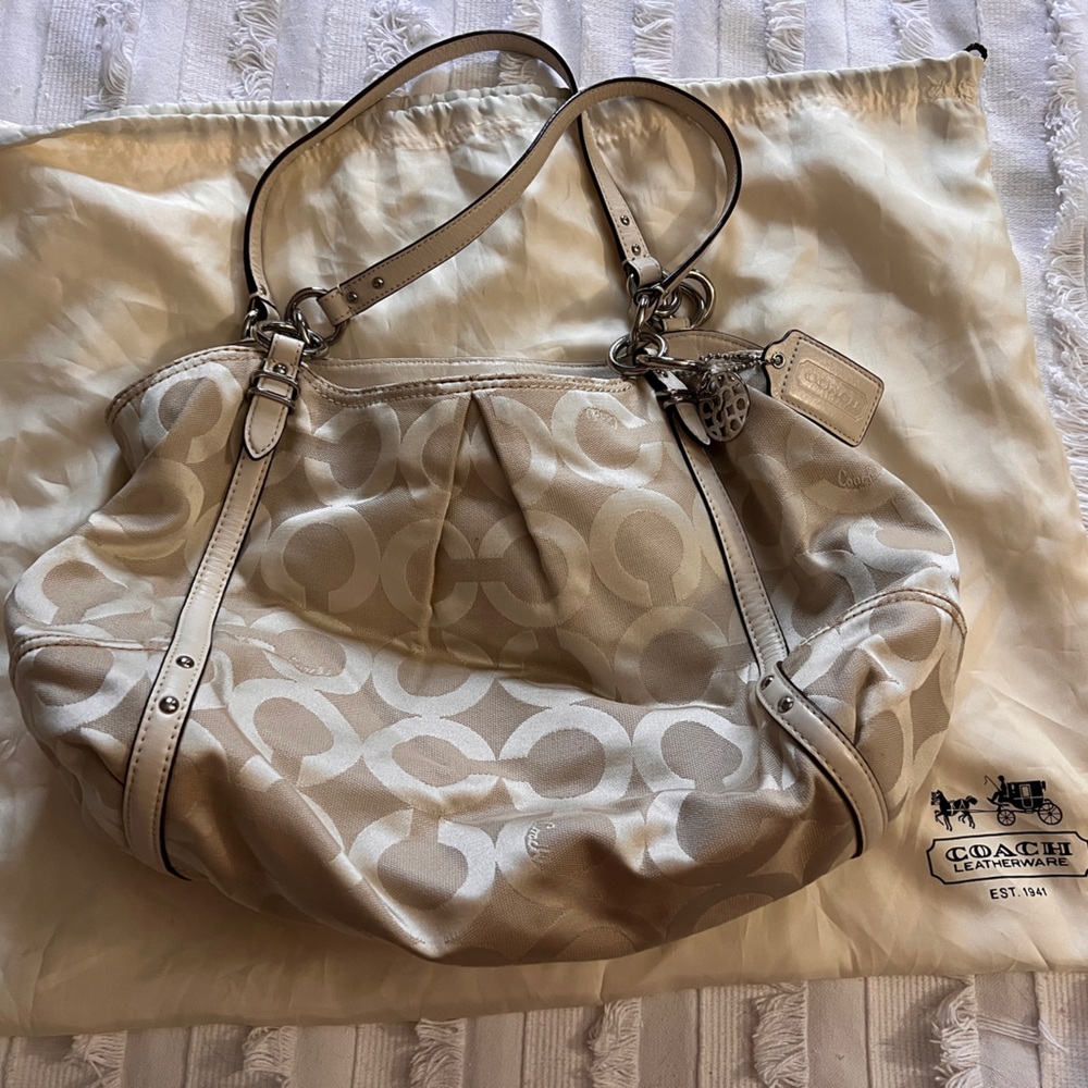 Authentic COACH LOGO fabric shoulder bag purse